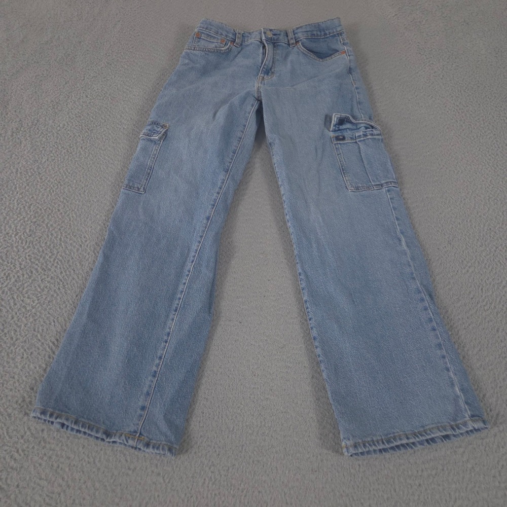 Levi's Jeans Girls 14 Blue Wide Leg Denim Cargo Pockets Utility Streetwear Pants